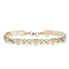 Load image into Gallery viewer, 10k Fine Gold Stampato Xoxo X & Heart Chain Bracelet