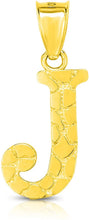 Load image into Gallery viewer, 10k Yellow Gold Nugget Style Block Personalized Initial Alphabet Pendant with Optional 18" Necklace