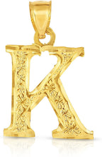Load image into Gallery viewer, 10K Yellow Gold Extra Large Letter A-Z Alphabet Pendant with Optional Necklace, Initial Height: 1 inch