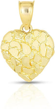 Load image into Gallery viewer, 10k Yellow Gold Nugget Heart Pendant with Optional Necklace