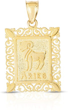 Load image into Gallery viewer, 10k Yellow Gold Horoscope Zodiac Sign Pendant with Optional Necklace, 0.73" x 0.62"