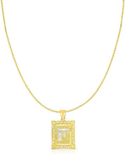 Load image into Gallery viewer, 10k Yellow and White Gold A-Z Initial Square (21 x 12 mm) Pendant with Optional Necklace, Small