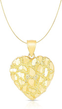Load image into Gallery viewer, 10k Yellow Gold Nugget Heart Pendant with Optional Necklace