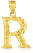 Load image into Gallery viewer, 10K Yellow Gold Extra Large Letter A-Z Alphabet Pendant with Optional Necklace, Initial Height: 1 inch