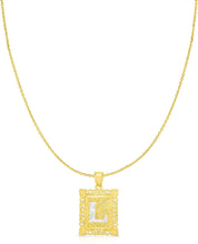 Load image into Gallery viewer, 10k Yellow and White Gold A-Z Initial Square (26 x 18.7 mm) Pendant with Optional Necklace, Large