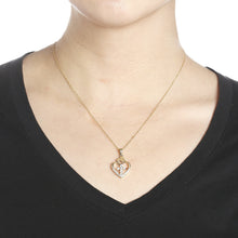 Load image into Gallery viewer, 10k Yellow Gold Heart and Cross CZ Pendant Necklace with Singapore Chain

