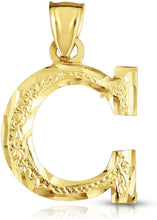 Load image into Gallery viewer, 10K Yellow Gold Extra Large Letter A-Z Alphabet Pendant with Optional Necklace, Initial Height: 1 inch