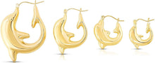Load image into Gallery viewer, 10k Yellow Gold High Polished Dolphin Hoop Earrings