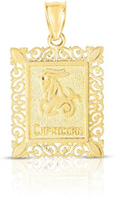 Load image into Gallery viewer, 10k Yellow Gold Horoscope Zodiac Sign Pendant with Optional Necklace, 0.73" x 0.62"