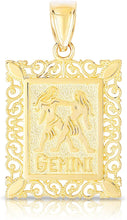 Load image into Gallery viewer, 10k Yellow Gold Horoscope Zodiac Sign Pendant with Optional Necklace, 0.73" x 0.62"
