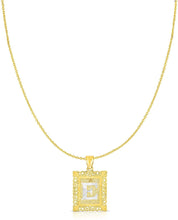 Load image into Gallery viewer, 10k Yellow and White Gold A-Z Initial Square (26 x 18.7 mm) Pendant with Optional Necklace, Large