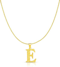 Load image into Gallery viewer, 10k Yellow Gold Nugget Style Block Personalized Initial Alphabet Pendant with Optional 18" Necklace