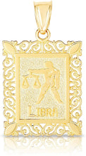 Load image into Gallery viewer, 10k Yellow Gold Horoscope Zodiac Sign Pendant with Optional Necklace, 0.73" x 0.62"