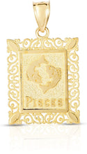 Load image into Gallery viewer, 10k Yellow Gold Horoscope Zodiac Sign Pendant with Optional Necklace, 0.73&quot; x 0.62&quot;
