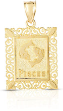 Load image into Gallery viewer, 10k Yellow Gold Horoscope Zodiac Sign Pendant with Optional Necklace, 0.73" x 0.62"