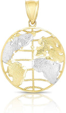 Load image into Gallery viewer, 10k Yellow Gold Two-Tone World Map Globe Pendant