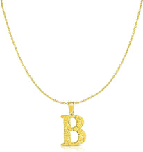 Load image into Gallery viewer, 10k Yellow Gold Nugget Style Block Personalized Initial Alphabet Pendant with Optional 18" Necklace