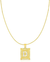 Load image into Gallery viewer, 10k Yellow and White Gold A-Z Initial Square (21 x 12 mm) Pendant with Optional Necklace, Small