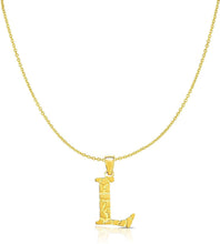 Load image into Gallery viewer, 10k Yellow Gold Nugget Style Block Personalized Initial Alphabet Pendant with Optional 18" Necklace