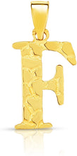 Load image into Gallery viewer, 10k Yellow Gold Nugget Style Block Personalized Initial Alphabet Pendant with Optional 18" Necklace
