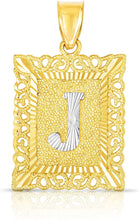 Load image into Gallery viewer, 10k Yellow and White Gold A-Z Initial Square (21 x 12 mm) Pendant with Optional Necklace, Small