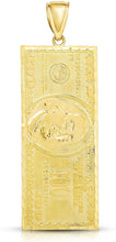 Load image into Gallery viewer, 10k Yellow Gold Hundred Dollar Bill Pendant, 4 Sizes