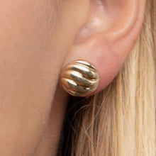 Load image into Gallery viewer, 14k Yellow Gold 12.8mm Swirl Button Earrings

