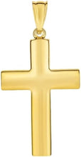 Load image into Gallery viewer, 14k Yellow Gold 0.9" Reversible Diamond Cut &amp; Polished Cross Charm Pendant with optional Adjustable Chain Necklace
