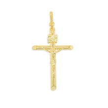 Load image into Gallery viewer, 10k Yellow Gold and White Gold Jesus Christ Cross INRI Crucifix Pendant
