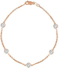 Load image into Gallery viewer, 14k Rose Gold 4mm Round Created Cubic Zirconia (CZ) Birthstone Cable Bracelet or Anklet
