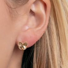 Load image into Gallery viewer, 14k Yellow Gold 8.4mm x 9.5mm Radiating Textured Butterfly Stud Earrings
