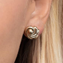 Load image into Gallery viewer, 14k Yellow Gold 13.5mm x 12.8mm Swirl Knot Stud Earrings
