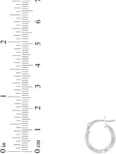 Load image into Gallery viewer, 10k White Gold 2mm High Polish and Satin Finish Round Tube Hoop Earrings
