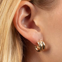 Load image into Gallery viewer, 14k Yellow Gold 10.8mm x 5mm Double Row C-Hoop Earrings
