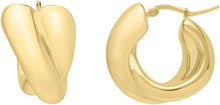 Load image into Gallery viewer, 14k Yellow Gold 19mm High Polish Crossover Hoop Earrings
