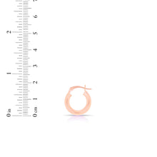 Load image into Gallery viewer, 14k Rose Gold 3mm x 15mm High Polish Round Tube Hoop Earrings

