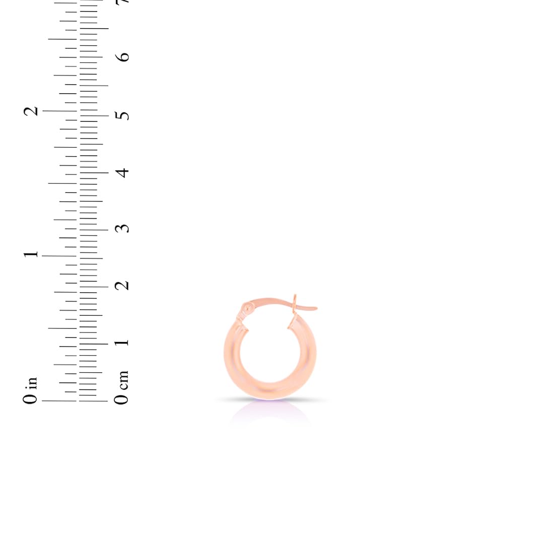 14k Rose Gold 3mm x 15mm High Polish Round Tube Hoop Earrings