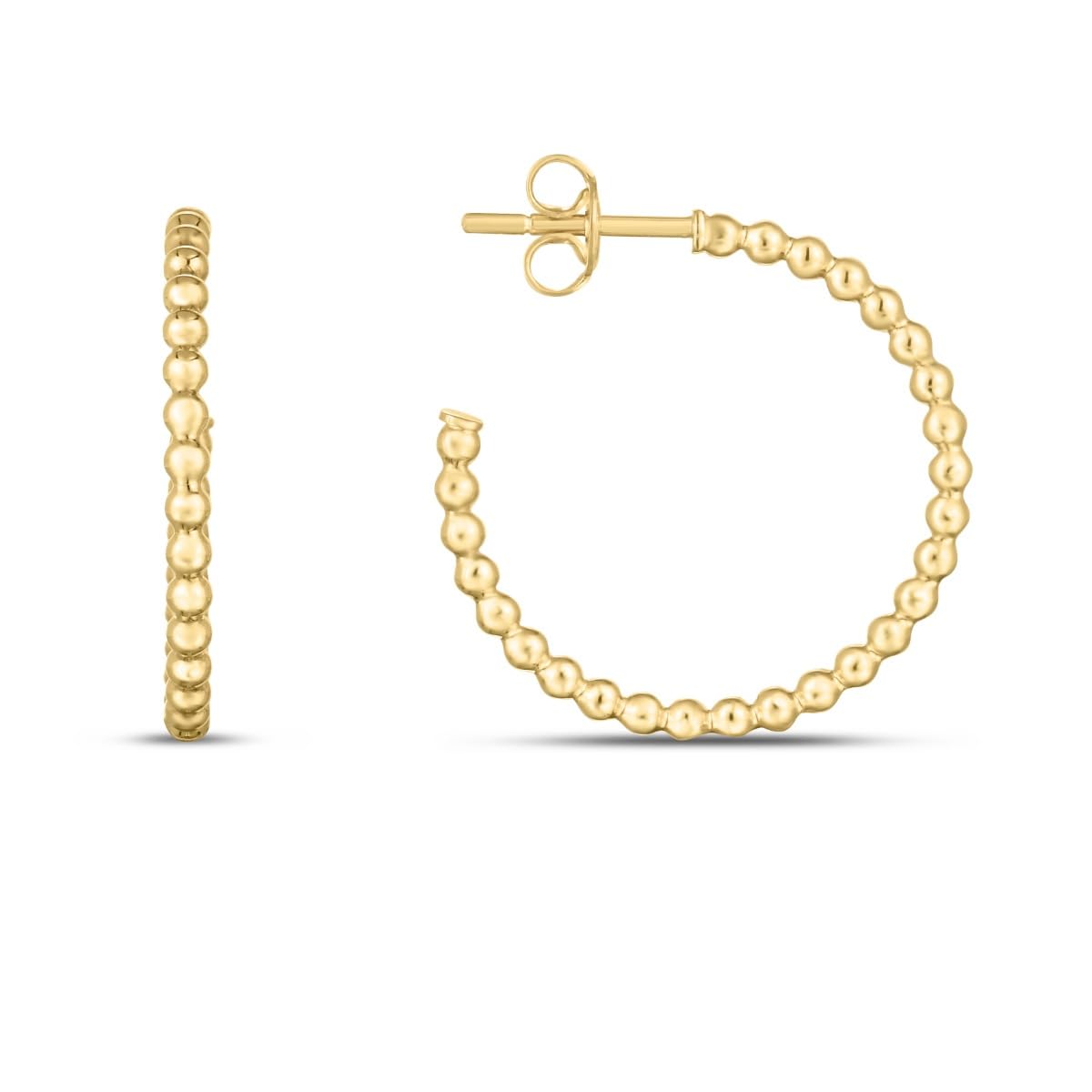 14k Yellow Gold 23.4mm Polished Bead C Hoop Earrings