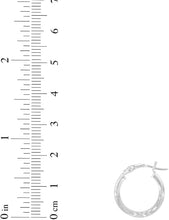 Load image into Gallery viewer, 10k White Gold 2mm High Polish and Satin Finish Round Tube Hoop Earrings
