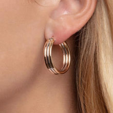 Load image into Gallery viewer, 14k Yellow Gold 27mm x 6mm Trinity Tube Hoop Earrings
