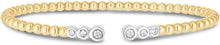 Load image into Gallery viewer, 14k Two-Tone Gold 3mm .17ct Diamond Beaded Open Cuff Bangle Bracelet, 7 Inch
