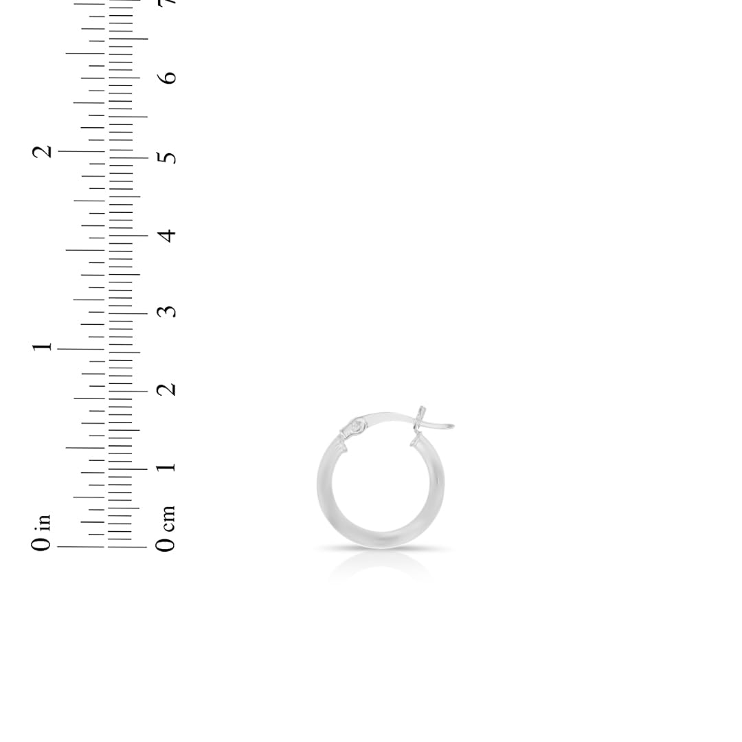 14k White Gold 2mm High Polish Round Tube Hoop Earrings