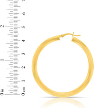 Load image into Gallery viewer, 10k Yellow Gold 25mm x 4mm High Polish Round Tube Hoop Earrings

