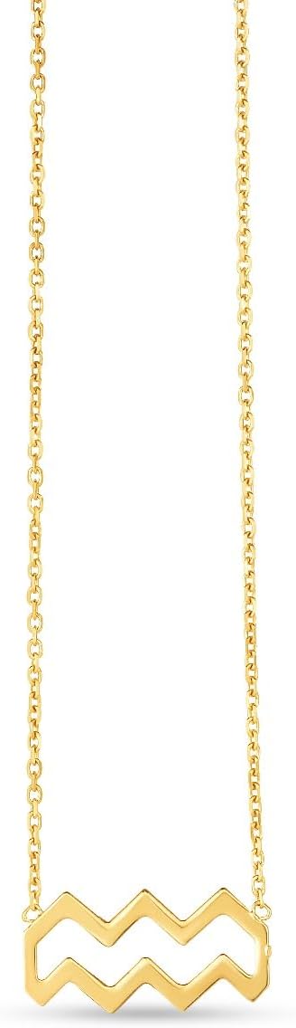 14k Yellow Gold Horoscope Zodiac Sign Charm Pendants Chain Necklace 16