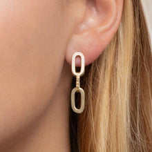 Load image into Gallery viewer, 14k Yellow Gold 31.2mm x 6.5mm Paperclip Textured Link Earrings
