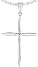 Load image into Gallery viewer, 14k Yellow Gold 1.2&quot; or White Gold 0.6&quot; Classic Tapered Cross Charm Pendant with optional Adjustable Chain Necklace
