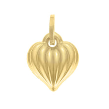 Load image into Gallery viewer, 14k Yellow Gold 26mm Polished Puffy Ribbed Heart with Optional Chain Pendant Charm
