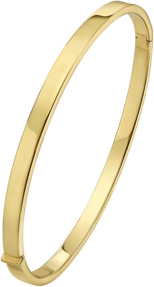 14k Yellow Gold 4mm Solid Shiny High Polish Classic Bangle Bracelet 7.25 Inch