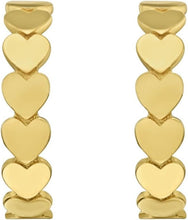 Load image into Gallery viewer, 14k Yellow Gold 16.8mm x 3.7mm Heart Row C-Hoop Earrings
