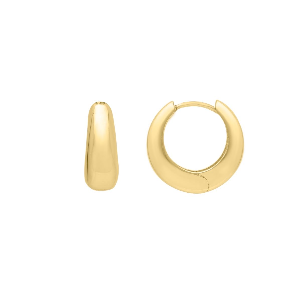 14k Yellow Gold 13.5mm High Polish Tapered Huggie Hoop Earrings